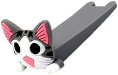 Camerazar Gumový Klínový Blokátor Dveří ve tvaru Kočky, Šedý, 3.2 cm x 9 cm