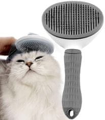 Camerazar Samočisticí kartáč na srst pro psy a kočky s protiskluzovou gumovou rukojeťí, rozměry 10,5 cm x 20 cm