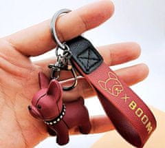 Camerazar Přívěsek na klíče Bulldog, červený, z neušlechtilého kovu a gumy, 10 cm