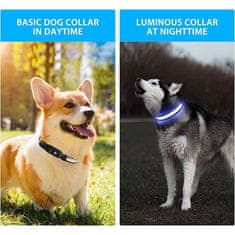 Netscroll LED bezpečnostní světelný obojek pro psy, svítící obojek zajišťuje vysokou viditelnost, USB nabíjení, voděodolný, ideální pro noční procházky, CollarLed, 60 cm - XL