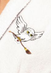 CurePink Dámský fleece župan Harry Potter: Hedwig - Sněžná sova (univerzální) bílý