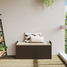Greatstore Úložná lavice s poduškou hnědá 115 x 51 x 52 cm polyratan