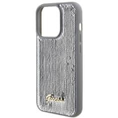 Guess hard silikonový obal iPhone 15 PRO 6.1" silver Sequin Script Metal