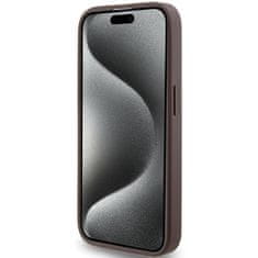 Guess hard silikonový obal iPhone 15 PRO 6.1" brown 4G Metal Gold Logo