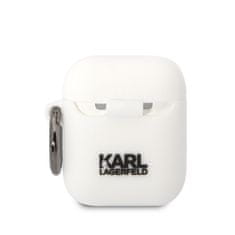 Karl Lagerfeld  3D Logo NFT Choupette Head Silikonové Pouzdro pro Airpods 1/2 White