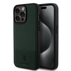 U.S. Polo Assn.  PU Leather Mesh Pattern Double Horse Zadní Kryt pro iPhone 15 Pro Max Green