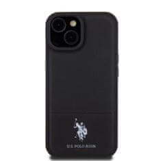 U.S. Polo Assn.  PU Leather Mesh Pattern Double Horse Zadní Kryt pro iPhone 15 Black