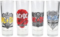 CurePink Štamprle sklenice AC/DC: Set 4 kusů (objem 50 ml)