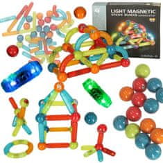 KIK Svítící magnetické kostky pro malé děti 52 prvků