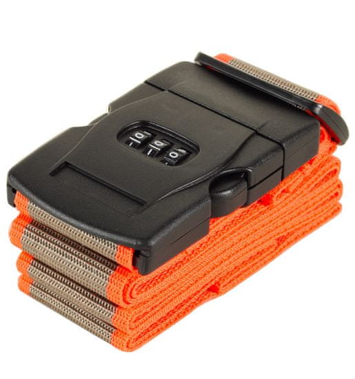 Rock Bezpečnostní popruh na kufr s kódovým zámkem ROCK TA-0012 - šedá/oranžová - II. jakost