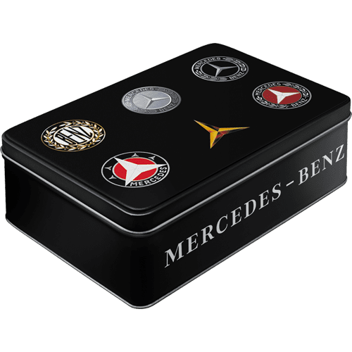 NOSTALGIC-ART Retro Dóza plechová plochá Mercedes-Benz logo Evolution