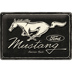 NOSTALGIC-ART Retro cedule 200x300 Ford Mustang (Horse Logo Black)