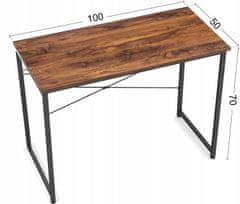 MUVU Kovový Dřevěný Počítačový Stůl Vintage Loft Industrial 100X50X70Cm