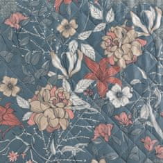 Eurofirany Dekorační přehoz na postel FLOWER 200x220 modré lososové květy