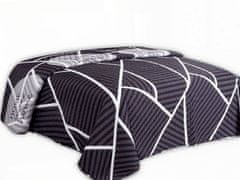 Dekorační přehoz na postel TAVIRA 220x240 fialová černá bílá šedé pruhy