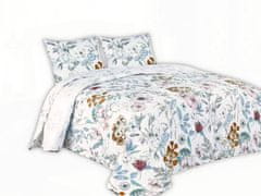 Euromat Dekorační přehoz na postel s povlaky na polštáře TAVIRA 220x240 bílá šedá modrá růžová pastelové květy
