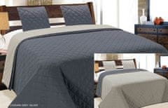 Euromat Dekorační přehoz na postel s povlaky na polštáře VIGO II 220x240 tmavě šedé stříbrné čtverce