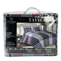 Euromat Dekorační přehoz na postel s povlaky na polštáře TAVIRA 220x240 grafitová bílá růžová kostka