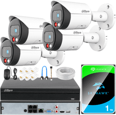 IP monitorovací sada 4 kamery 8Mpx 4K PoE rekordér 1TB detekce mraků