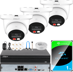 IP monitorovací sada 3 kamery Dahua Wizsense 4Mpx 2K PoE Dual Light LED/IR