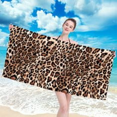 Inny Plážová osuška 100x180 béžová černá s leopardím potiskem