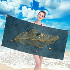 Inny Plážový ručník 100x180 tmavě tyrkysový zlatý list