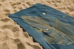 Inny Plážový ručník 100x180 tmavě tyrkysový zlatý list