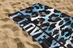 Inny Plážová osuška 100x180 modrá černá leopardí potisk