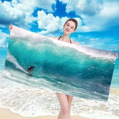 Inny Plážová osuška 100x180 tyrkysová Surfování na oceánu