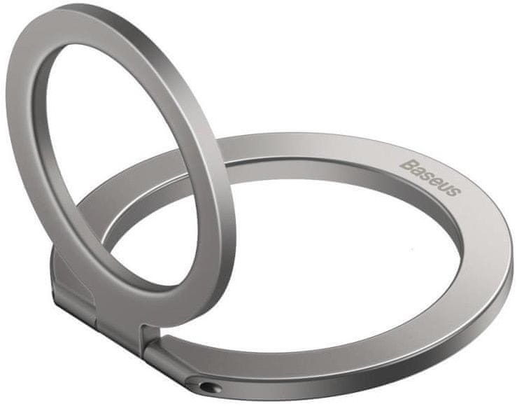 Levně BASEUS Univerzální magnetický držák Halo kovový kroužek, stříbrný SUCH000012