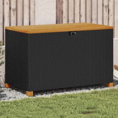 Greatstore Zahradní úložný box černý 110x55x63 cm polyratan akáciové dřevo