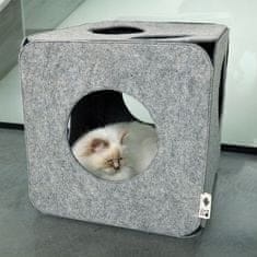 EBI D&D I LOVE HAPPY CATS NALA Filcový luxusní šedý domeček pro kočky 40x40x40cm