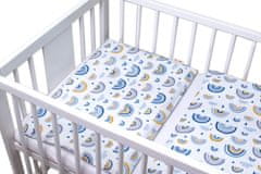 Baby Nellys Bavlněné povlečení do postýlky, 2D, Duha, modrá, 120x90, 40x60cm