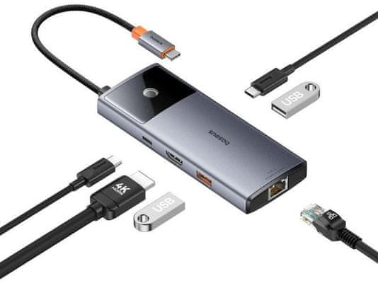 Dokovací stanice Metal Gleam 2 Series 6v1 šedá (2xUSB 3.0, USB-C, USB-C PD, HDMI, Ethernet RJ) B00061802813-00