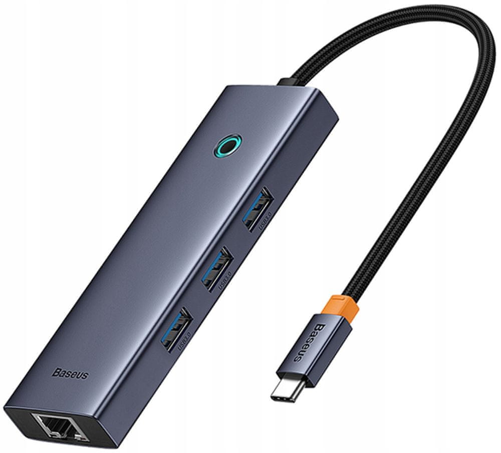 BASEUS hub Ultra Joy USB 6v1 (USB-C/1xHDMI4K30Hz/3xUSB 3.0/1xPD/RJ45) B00052807813-00 šedý