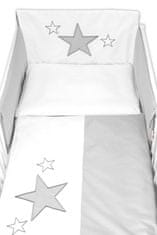 Baby Nellys Mantinel s povlečením Baby Stars - šedý, 120x90, 40x60 cm