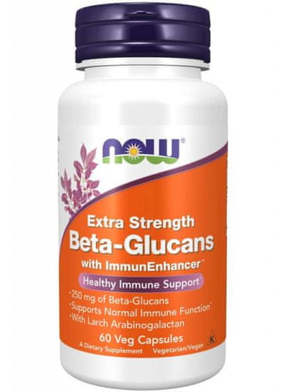 NOW Foods Beta glukany s ImmunEnhancer, Extra Strength, 60 rostlinných kapslí