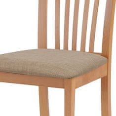 Autronic Dřevěná jídelní židle Jídelní židle, masiv buk, barva buk, látkový béžový potah (BC-3950 BUK3)