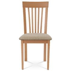 Autronic Dřevěná jídelní židle Jídelní židle, masiv buk, barva buk, látkový béžový potah (BC-3950 BUK3)