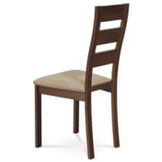 Dřevěná jídelní židle Jídelní židle masiv buk, barva ořech, látkový béžový potah (BC-2603 WAL)