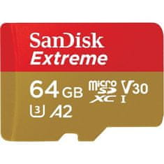 SanDisk Paměťová karta Micro SDXC Extreme 64GB UHS-I U3 (170R/ 80W) + adapter