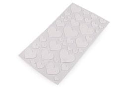 Kraftika 1karta bílá samolepicí pěnová guma moosgummi srdce s glitry