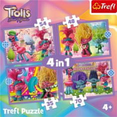 Trefl Puzzle Trollové 3: Barevné dobrodružství 4v1 (35,48,54,70 dílků)