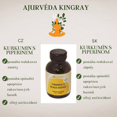 Kingray Organický kurkumín s čiernym korením (turmeric s piperínom) 120kpsx450mg