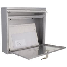 Rottner Teramo poštovní schránka stříbrná | Cylindrický zámek | 36 x 32 x 8 cm