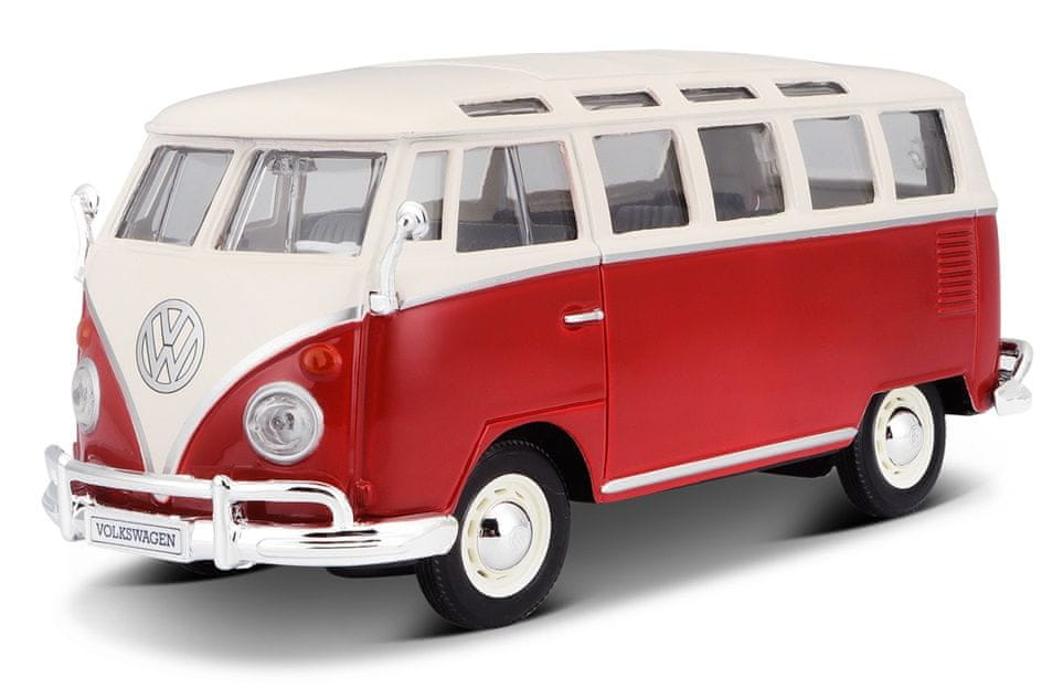 Levně Maisto Volkswagen Van Samba Bílo/červená 1:25