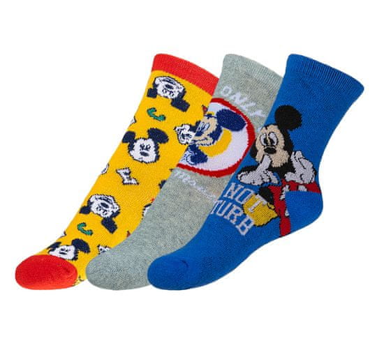 Bellatex Ponožky dětské Mickey - sada 3 páry - 23-26 - červená, žlutá, modrá, šedá