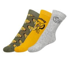 Bellatex Ponožky dětské Lví král - sada 3 páry - 27-30 - khaki, šedá, žlutá