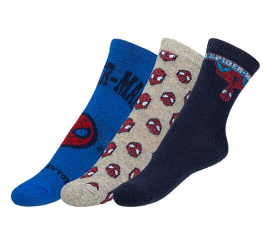 Bellatex Ponožky dětské Spiderman - sada 3 páry - 23-26 - červená, modrá, šedá