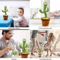 Netscroll Interaktivní plyšová hračka kaktus, která zpívá, tančí, přehrává hudbu, opakuje slova a nahrává, LED světýlka, zábavná vzdělávací hračka, která svítí, 120 písní, ideální dárek k narozeninám, CactusToy